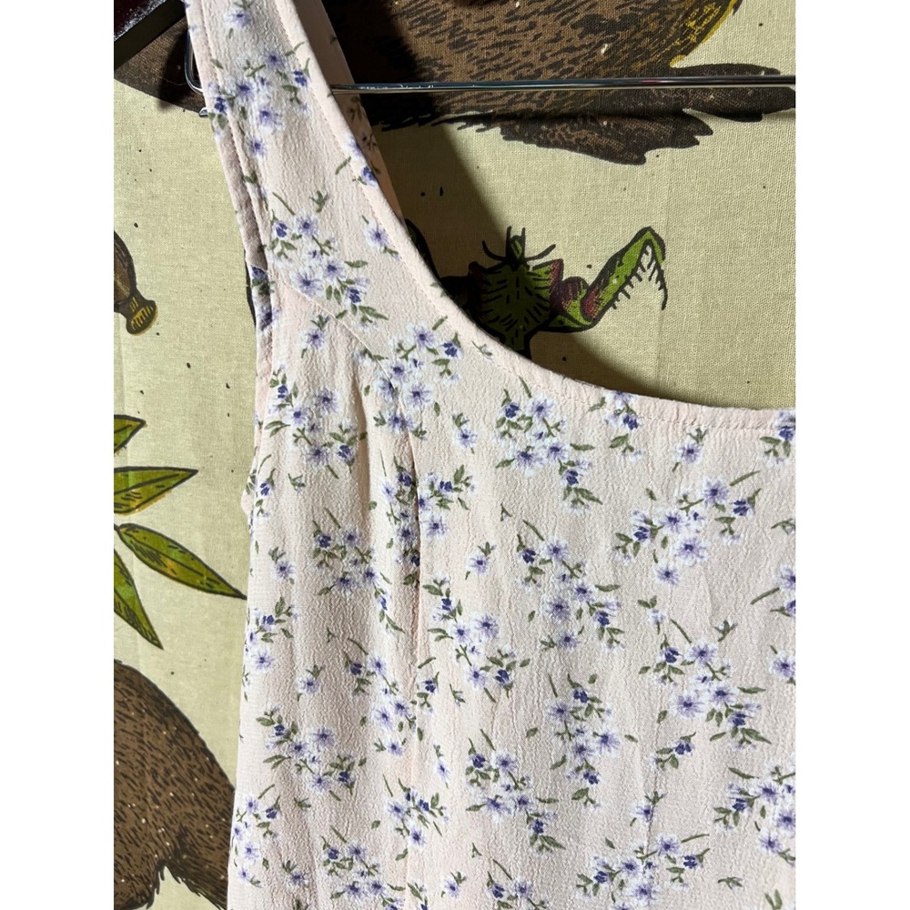 American Eagle Mini Dress Women XS Pink Excellent Floral Cutout Smocked Crepe - Picture 2 of 9